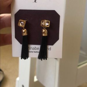 FREE W/ Purchase. Black chain tassle stud earrings